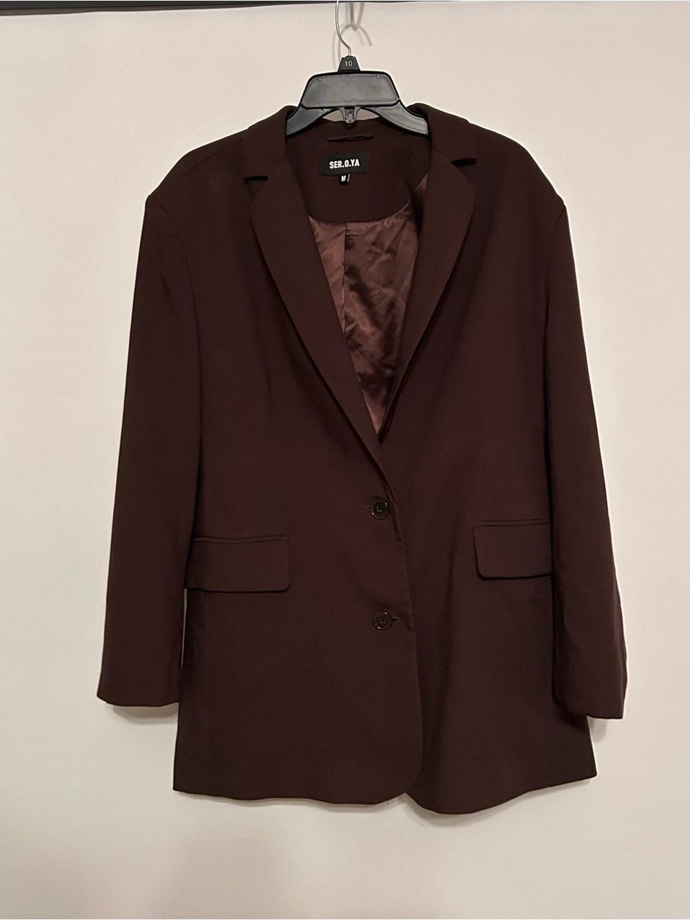SER.O.YA Women's Brown Single-Breasted Tailored Blazer